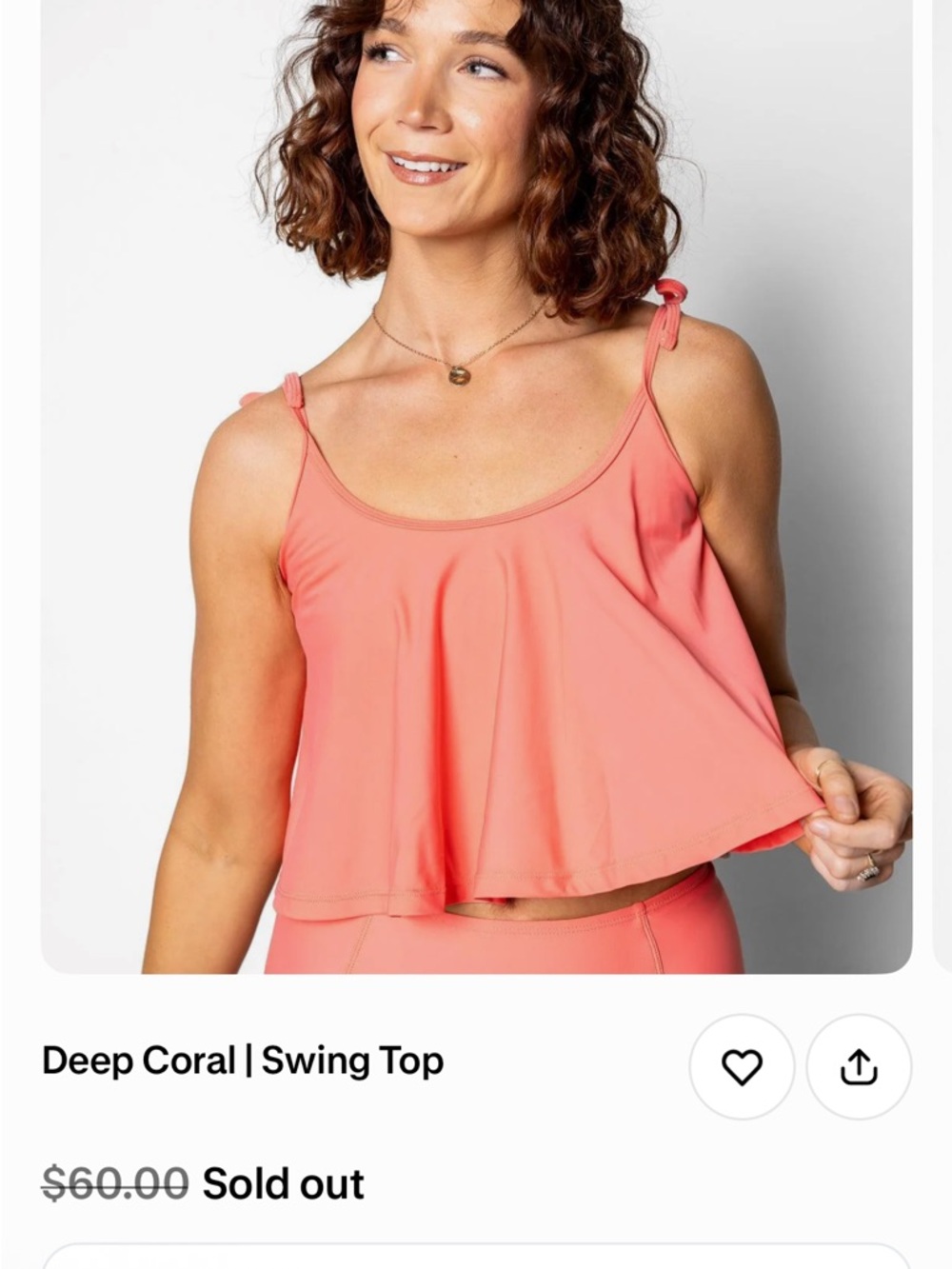 Women's Coral Bikini Top with Tie Straps size small brand new!